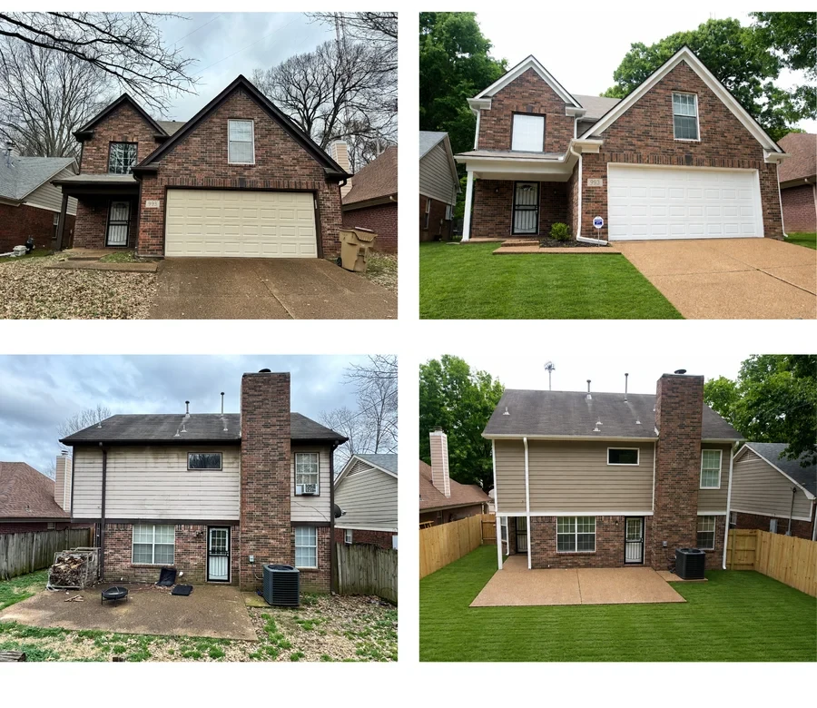 Before and after exterior renovation photos of a Steel Capital funded flip